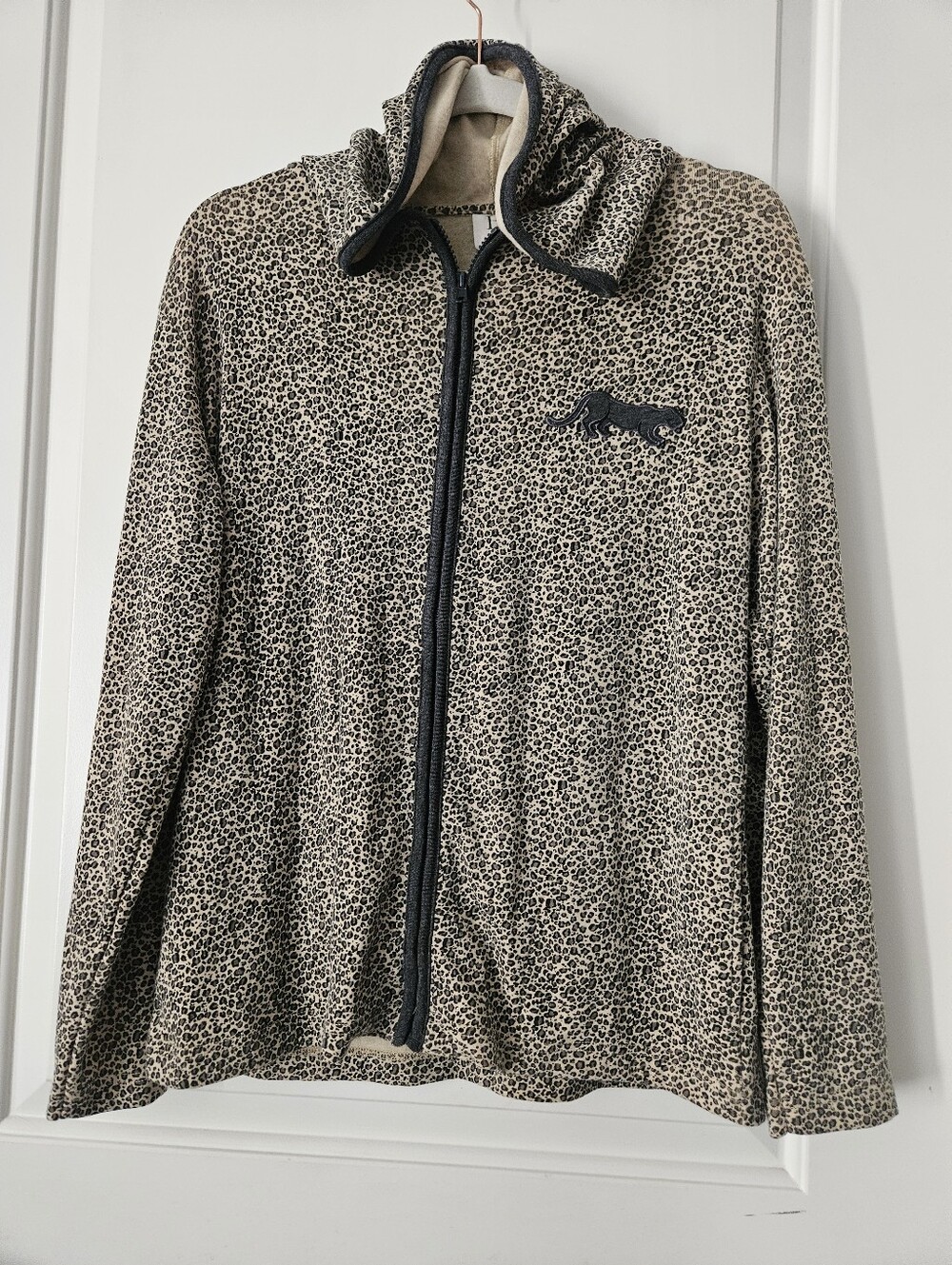 Vintage Franco Valeri Comfortwear Leopard Print Zip Hoodie – Size M